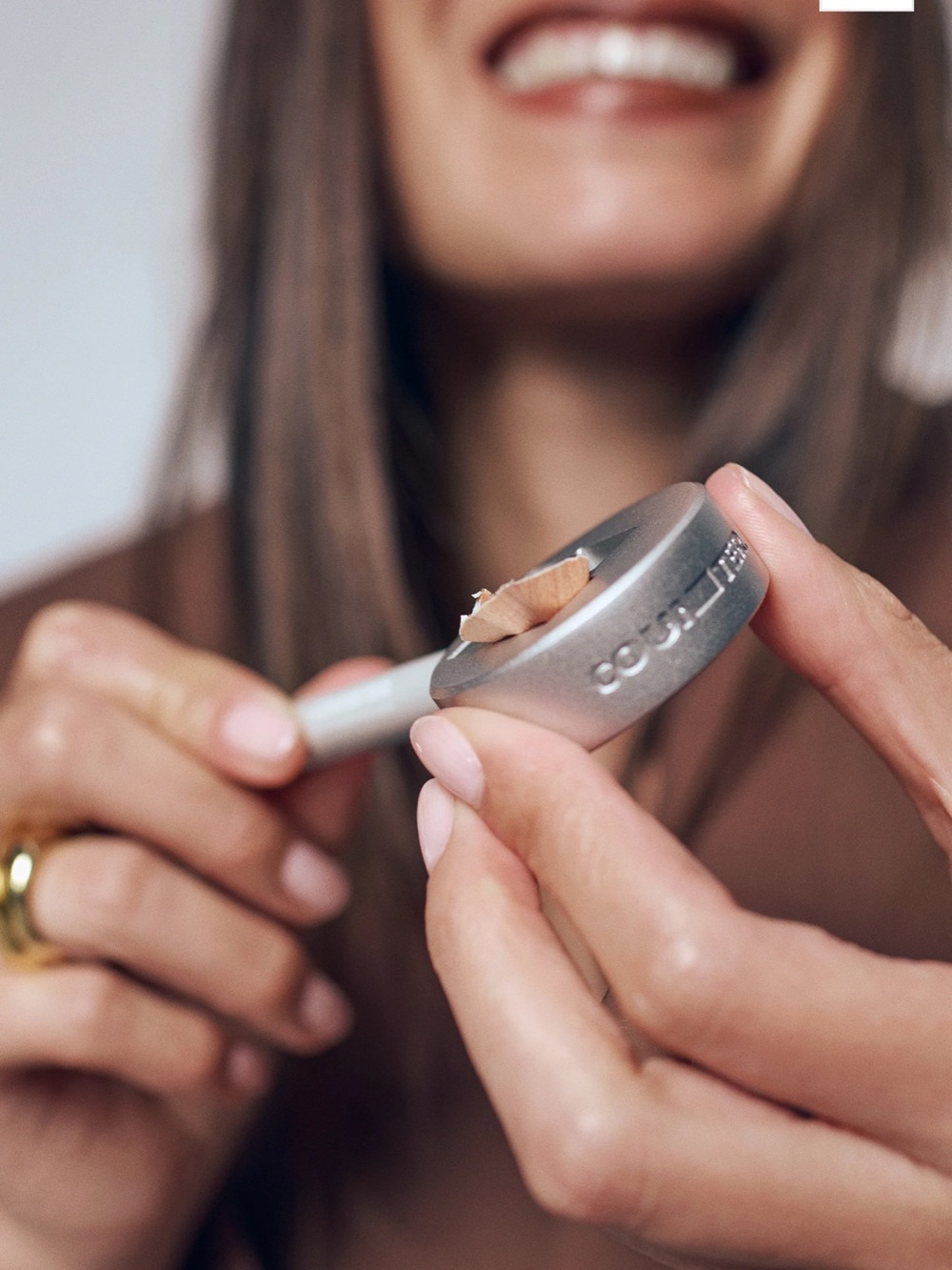 Beautycounter Silver Double Pencil Sharpener with Metallic Finish